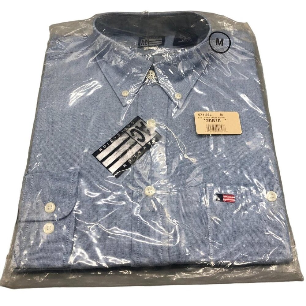 Avalon ac collection long sleeve button down shirt collar pocket medium new READ